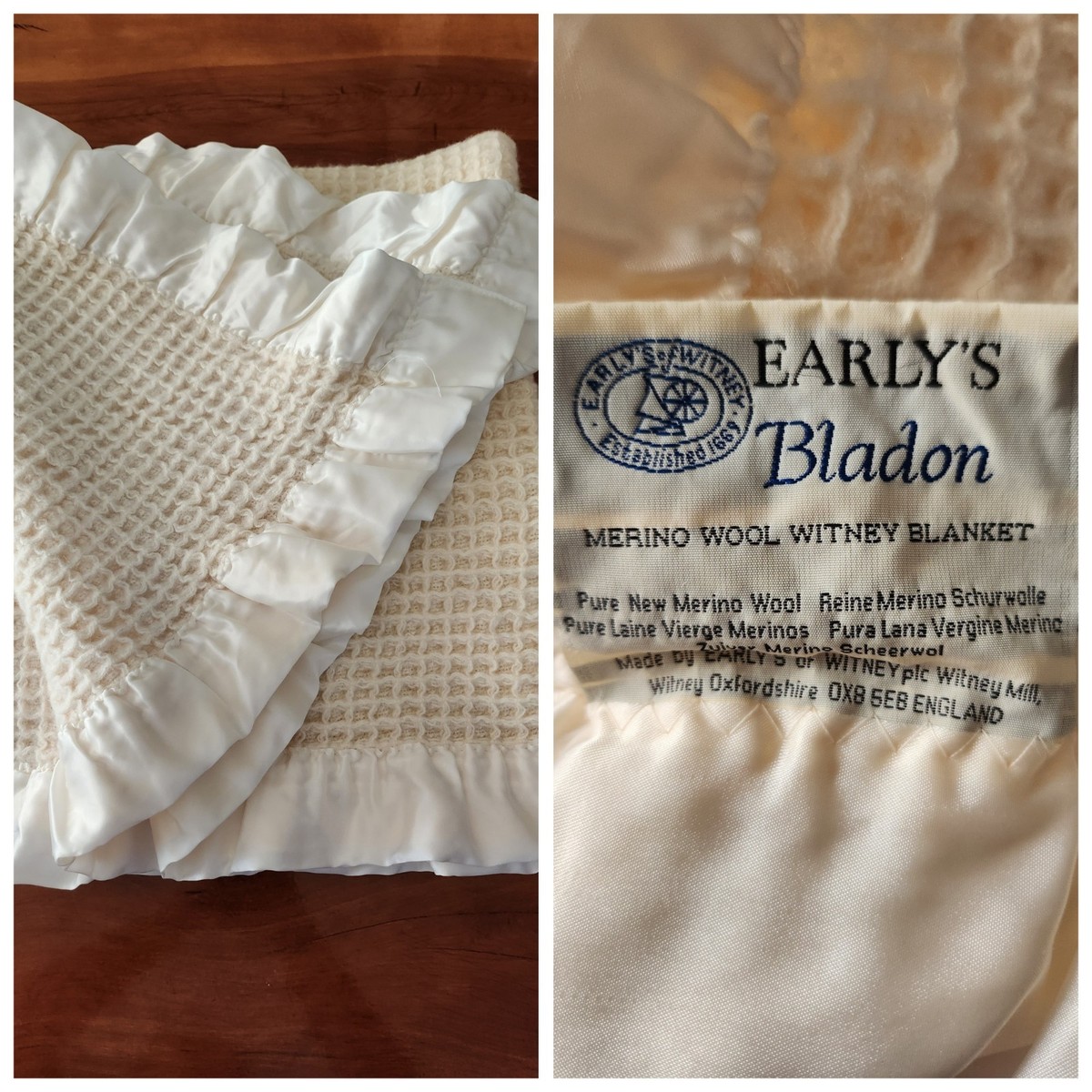 Early’s of Witney  ブランケット Early's Of Witney Bladon Merino Wool Witney Blanket Vintage Satin