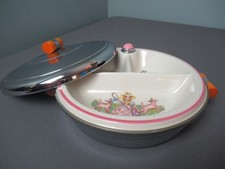 Ceramic  Chrome Child's Vintage Dish w/ Lid - Little Bo Peep - Bakelite - 248