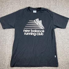 New Balance Running Club T-Shirt Mens M Black Graphic Short Sleeve