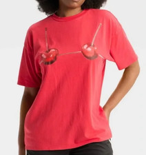 NEW Wild Fable Women's Red Double Cherry Oversized Graphic T-Shirt Size Small