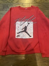 Vintage Nike Air Jordan Flight Red Crewneck Sweatshirt Usa Cut Tag XL