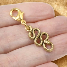 Gold Snake Clip-On Charm Southwestern Rattlesnake Lobster Clasp Jewelry