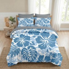 Comforter Set Full Size, Hawaiian Hawaii Flower 7 Pcs Bedding for Kids and Ad...