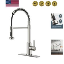Kitchen Faucets, Brushed Nickel Kitchen Sink Faucet with Pull Down Sprayer, C...