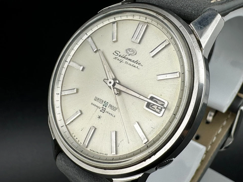 Мужские автоматические часы Seiko Seikomatic Self Dater 39j дата серебристый циферблат 37 мм J13085 - Изображение 3 из 4