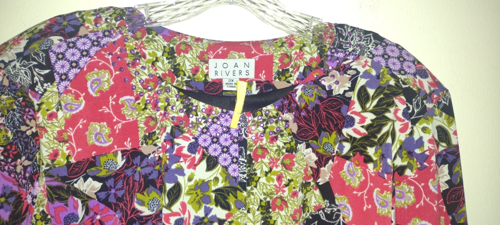 JOAN RIVERS Patchwork Print Jacket 2X EUC Open Fr… - image 3