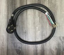 4 Prong Cord 4 Ft, 10/4 NEMA 14-30 Plug 30 Amp for Dryer & EV with Ring Terminal