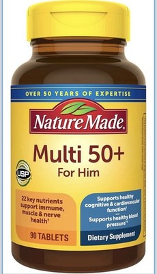 Nature Made Multi 50+ For Him Men's Multivitamin Tablets 90 Immune Support