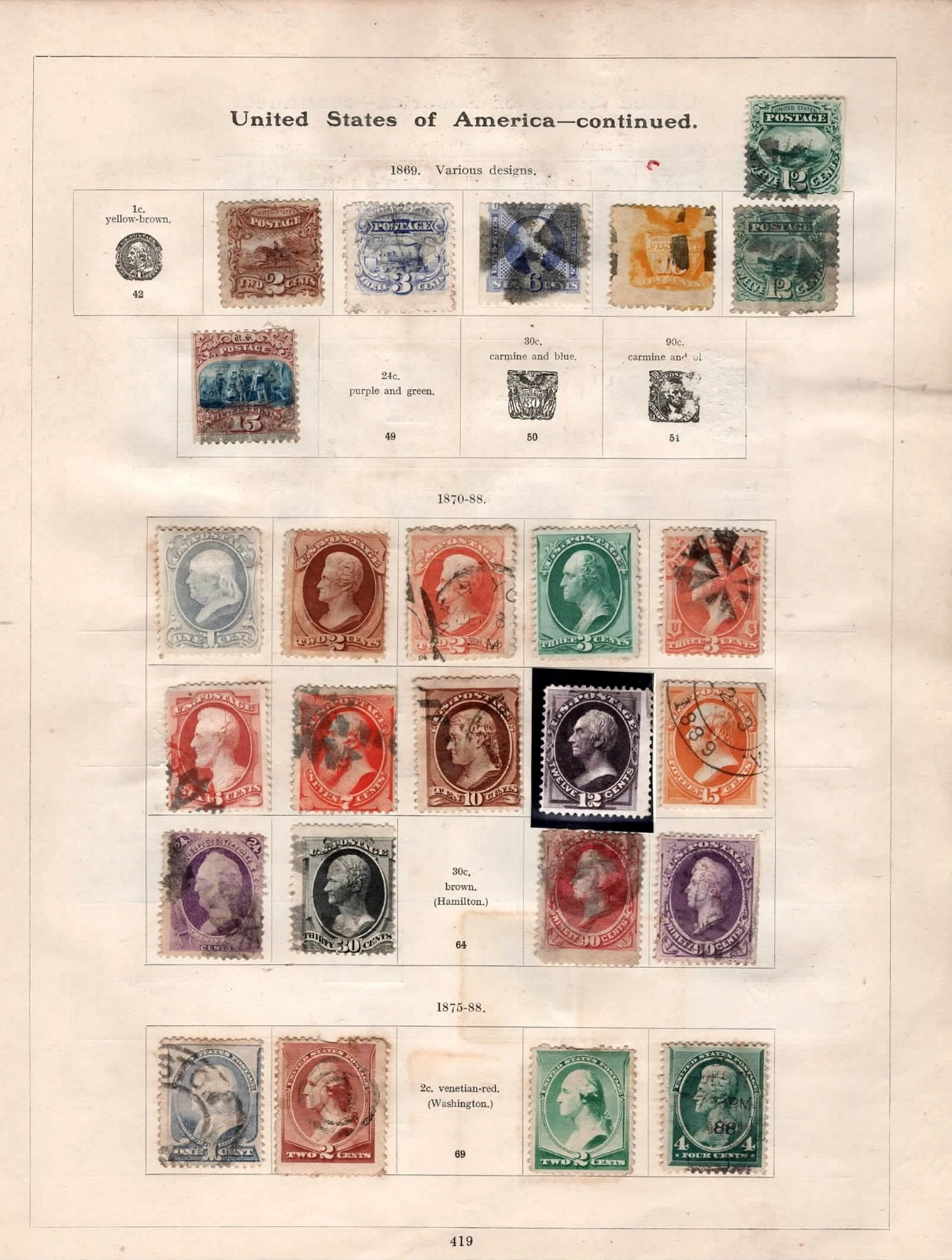 US 1869-1893 Collection on TWO album pages - Picture 1 of 2