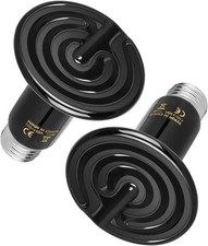 2 Pack Reptile Heat Lamp 100W Ceramic Heat Emitter, No Light Emitting Heat Bulbs