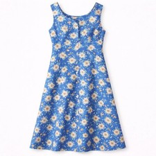 True Vintage 1970s blue and yellow floral dress Grannycore Cottagecore coquette