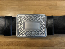 Skórzany pas kiltowy Highland z klamrą cyny. Bankfoot Sporrans. Rozmiar 32-36"