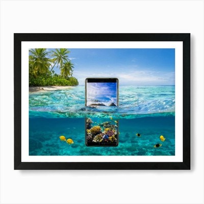 Smartphone Morphing Into A Vibrant  Framed Wall Art Poster Canvas Print Picture