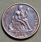 1884 Seated Liberty Silver Dime - Extremely Fine XF - Lot 1074