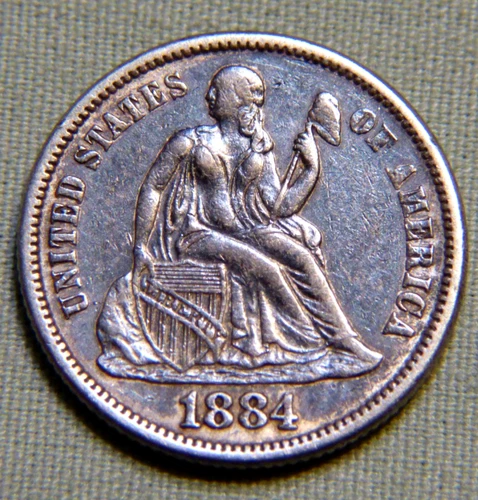 1884 Seated Liberty Silver Dime - Extremely Fine XF - Lot 1074