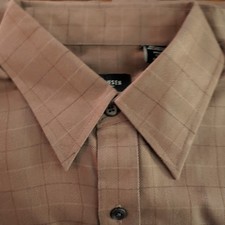 Van Heusen Tan Striped Long Sleeve Easy Care Button Shirt L 16-16.5 New