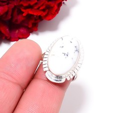 Dendritic Agate - Brazil Gemstone 925 Sterling Silver Ring S.8 R98123