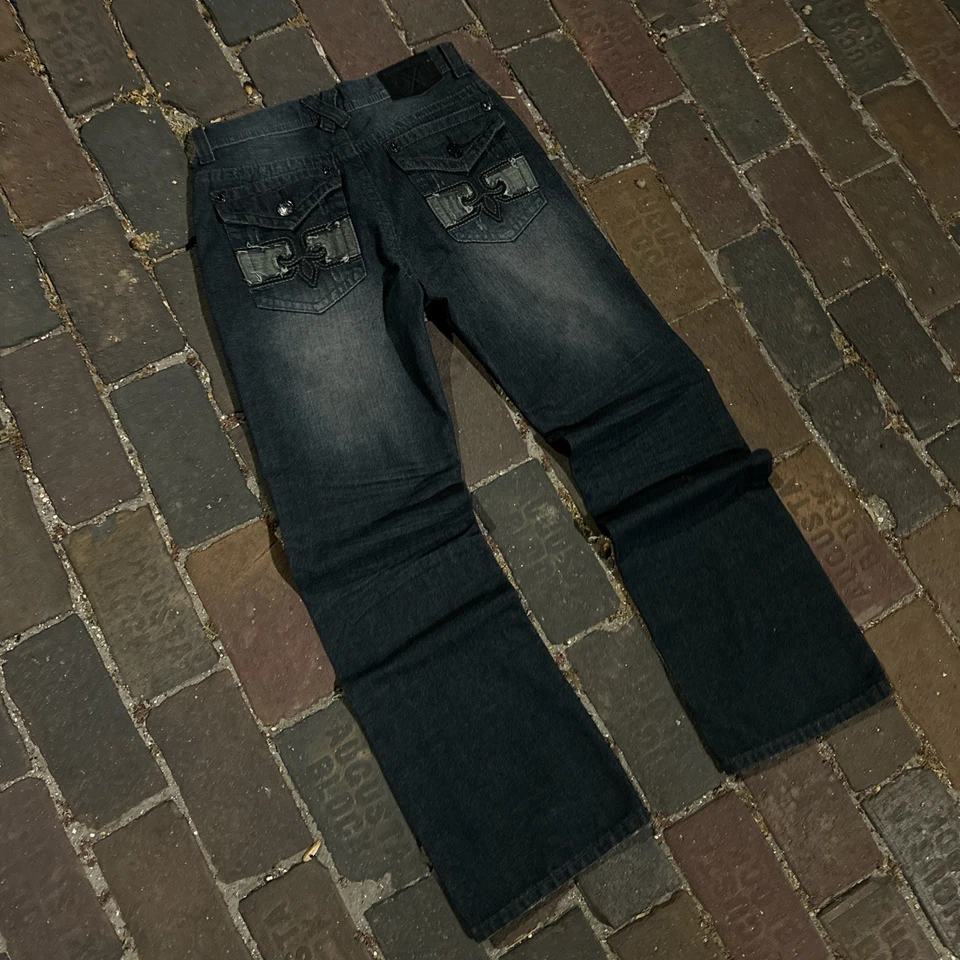 Y2K Xtreme Couture dark washed Embellished Jeans size 30x32 Light Distress - Image 3 of 4