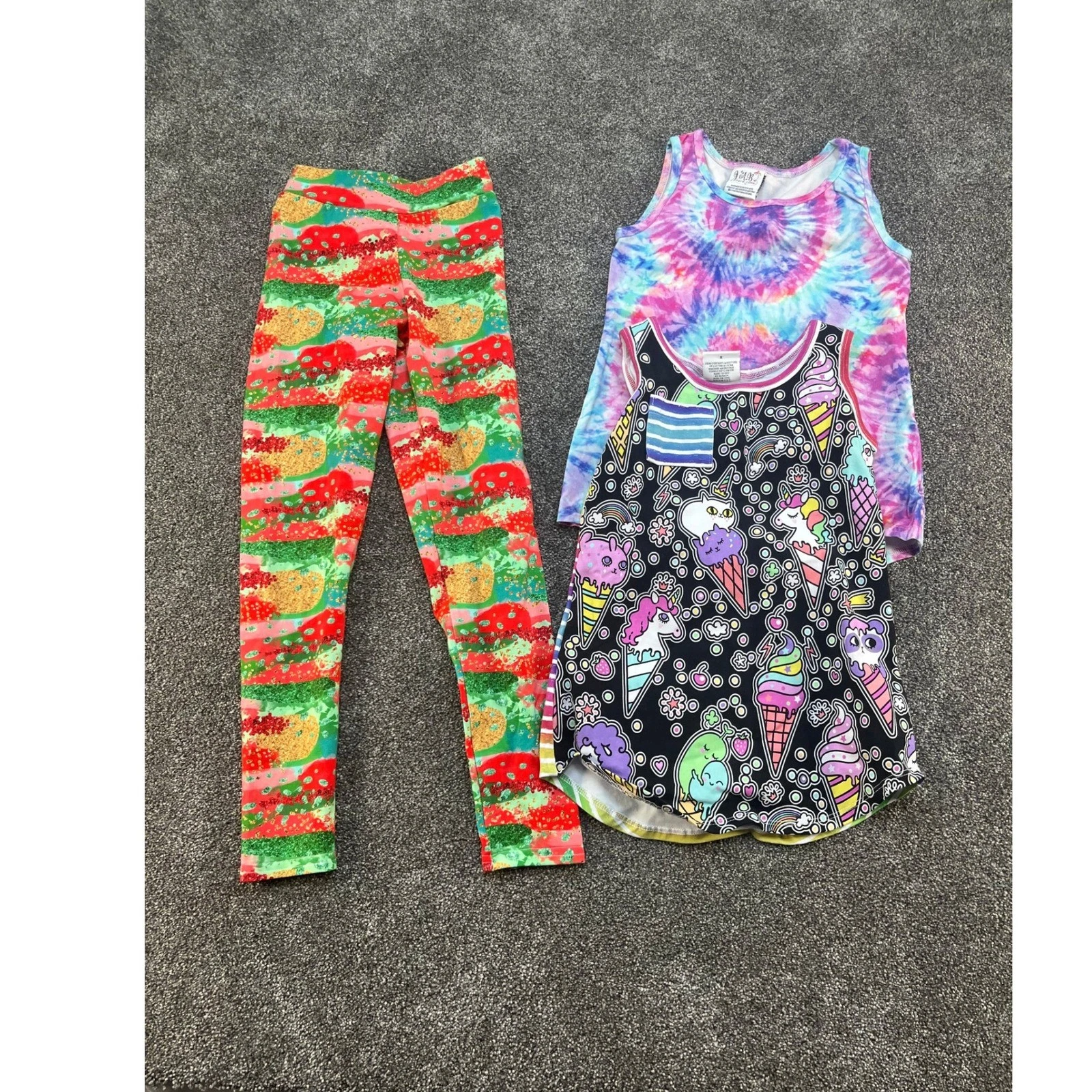 JAB Creations Clothing Kids Size 8 Lot of 3 - 2 Tank Tops & Leggings Set