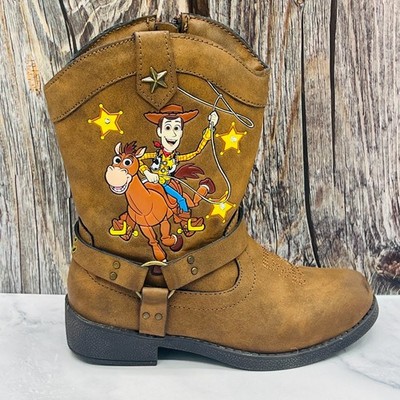 Disney Toy Story Woody Forky Brown Zip Cowboy Boots Youth SZ 10