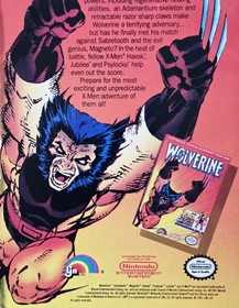 1991 Wolverine Nintendo NES Video Game Print Ad X-Men Sabretooth LJN Jim Lee Art