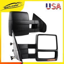 Power Heated Tow Mirrors for 2007-2014 Ford F-150 Amber Turn Signal Puddle Light