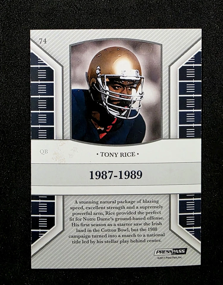 2011 Press Pass Legends #74 Tony Rice Silver Holofoil #/175 - Image 2 of 2