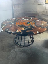 Round solid Black Epoxy Resin Table Top Adorable Gifts Home Furniture Living Top