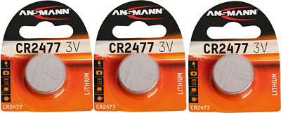 3er Set ANSMANN 1516-0010 Knopfzelle CR2477 3V Lithium