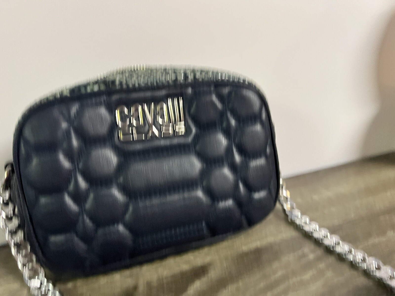 CAVALLI CLASS Quilted Crossbody Bag Python Dark B… - image 2