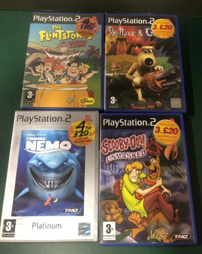 Sony PS2 Games X4 Job Lot, Nemo, Scoobydoo, Flint stones, Wallace & Gromit, Used - Imagen 1 de 10