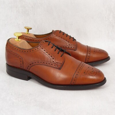 US EE Allen Edmonds Sanford Walnut Calf Cap Toe Derby