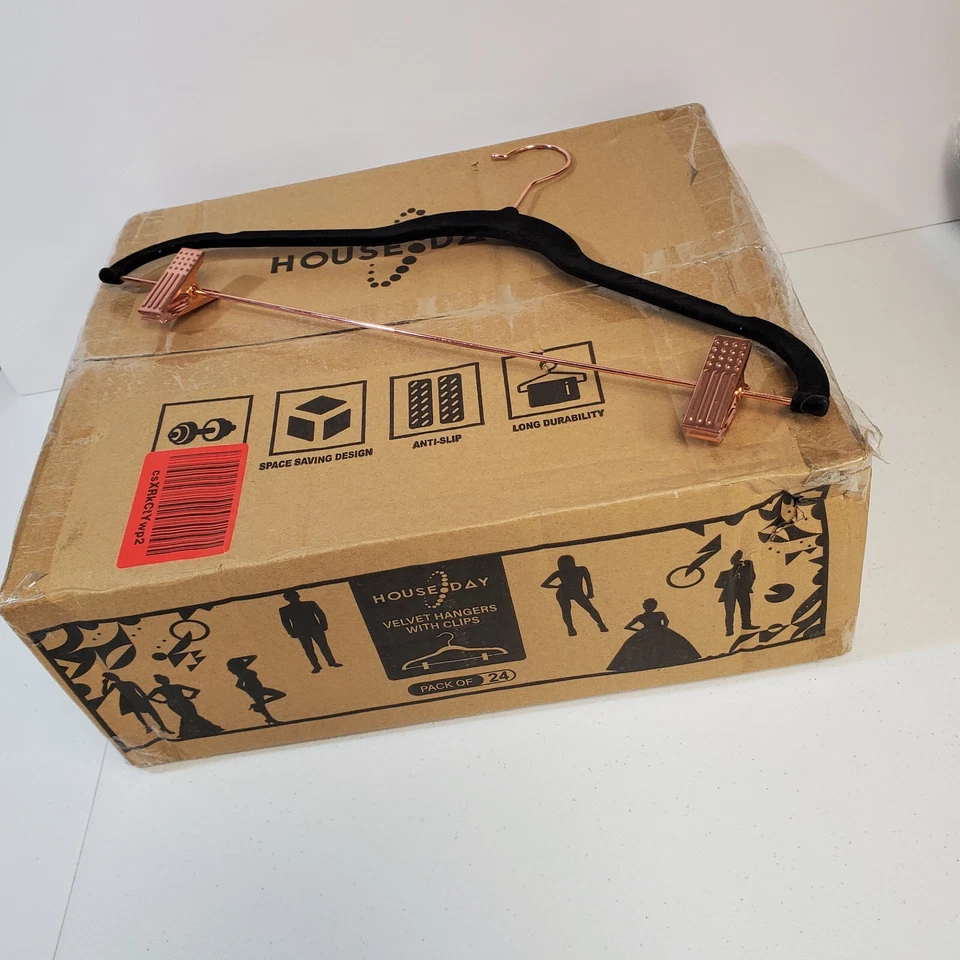 Perchas para pantalones de día de casa terciopelo negro oro rosa clips gancho 16,7 pulgadas duradero Foto 2 de 4