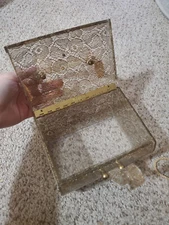 Rare Wilardy Lucite Gold Lace Stardust Purse/Handbag