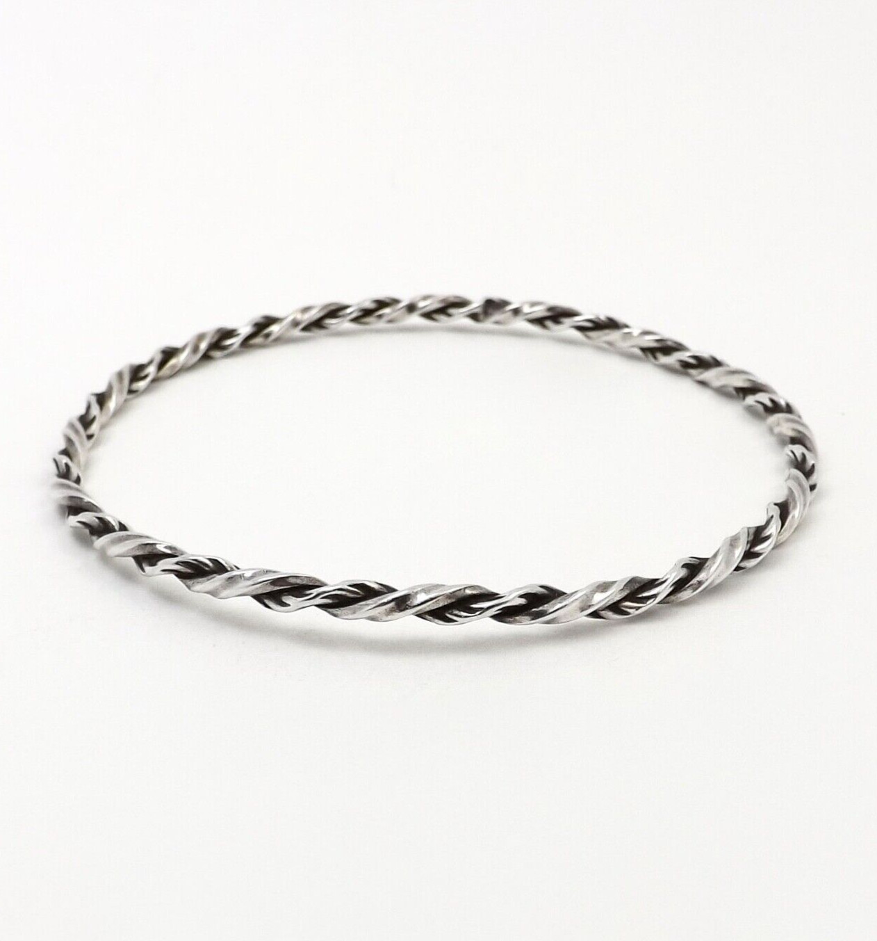Sterling Silver Twisted Slip On Stackable Bangle … - image 1