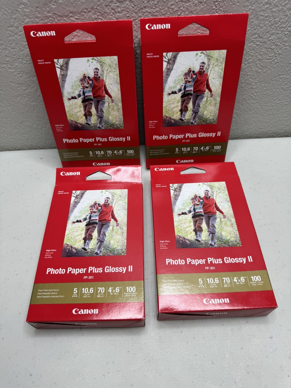CANON PIXMA PHOTO PAPER PLUS GLOSSY II PP301 4"x 6" 100 SHEETS TOTAL