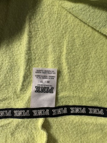 VICTORIA’s SECREt "PINK" FULL ZIP HOODIE Green neon size XS Zip front pocket - Picture 3 of 9