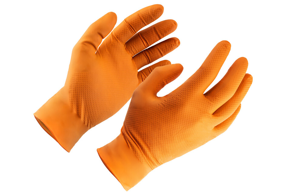 Gants Nitrile Orange XL Boite de 50 Pièces Epais Modèle GLV-GRP-O-XL