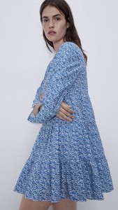 zara blue floral print dress