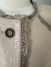 Anthropologie Women's Leather Peplum Jacket In Blush Beige, Size S