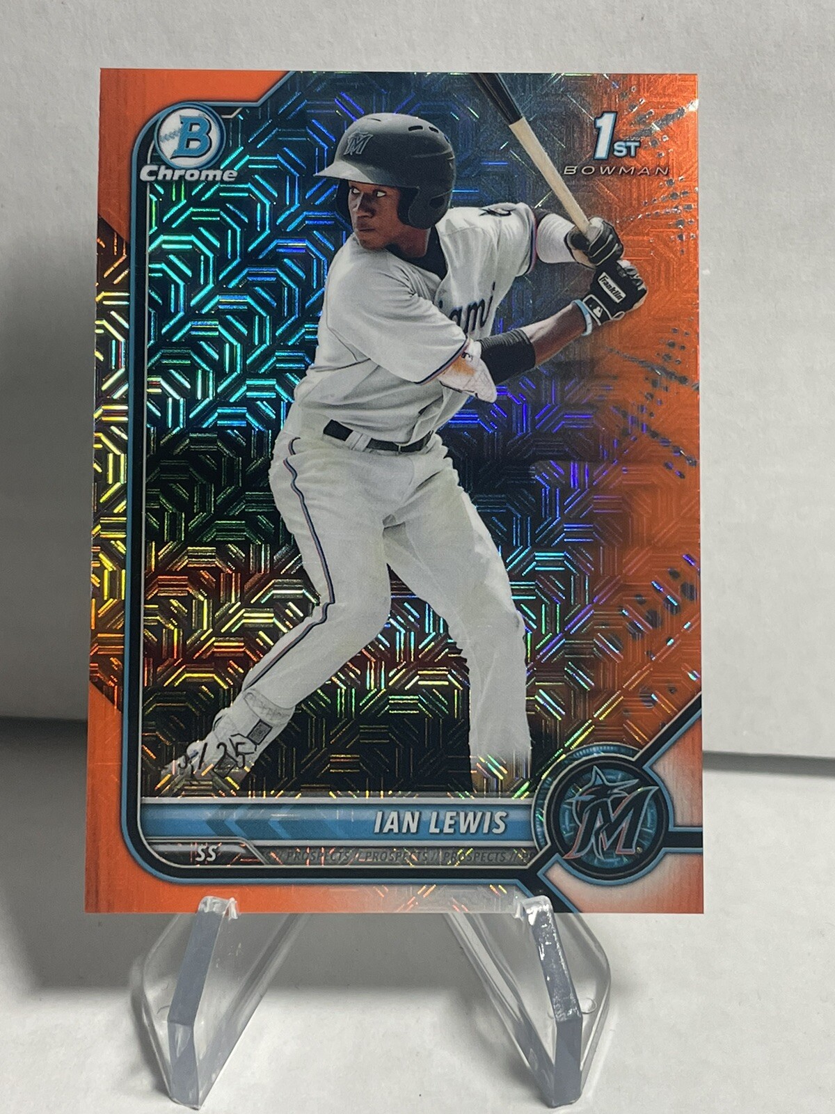 2022 Bowman Chrome 1st Ian Lewis Rookie RC Orange Refractor # /25 SSP No. BCP-96