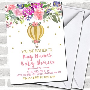 Floral Gold Hot Air Balloon Invitations Baby Shower Invitations Ebay