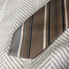 Wembley Wemlon Vintage Necktie Brown Blue Cream Stripe Diagonal