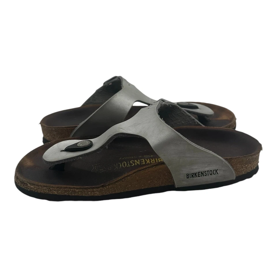 Birkenstock Gizeh Sandals Women's Size EU 36 US 5 Metallic Silver Thong Slides - Image 3 of 4
