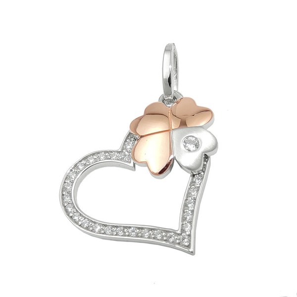 Kleeblatt Frauen MäDchen GlüCks Herz Klee Blatt AnhäNger Kette Echt Silber 925-image