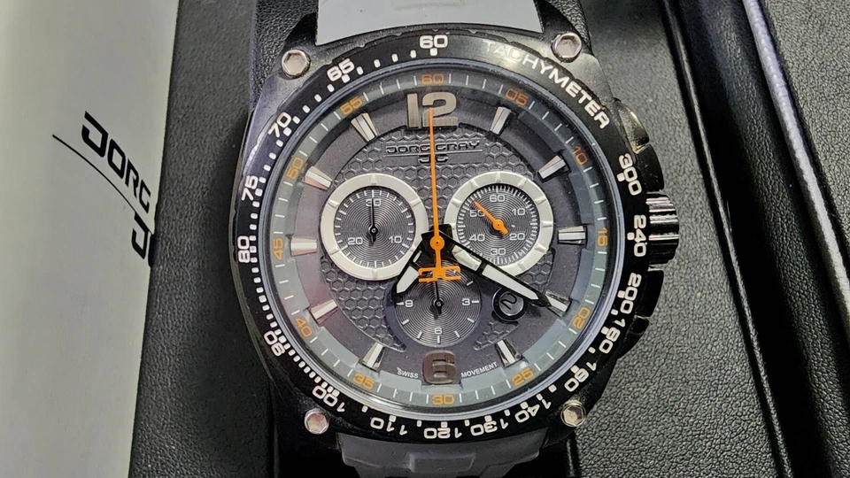 Jorg Gray Mens JG8400-?? Gray Dial Gray Silicone Band Stainless Steel Watch - Image 4 of 4