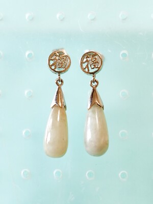 Ohrringe Rhodium über Sterlingsilber 925 signiert hellgrün Nephrit Jade 