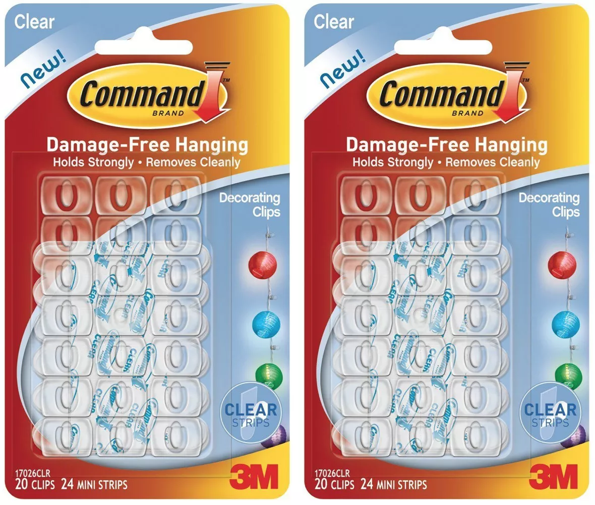 Command Mini Clear Self Adhesive Hooks with Clear Strip