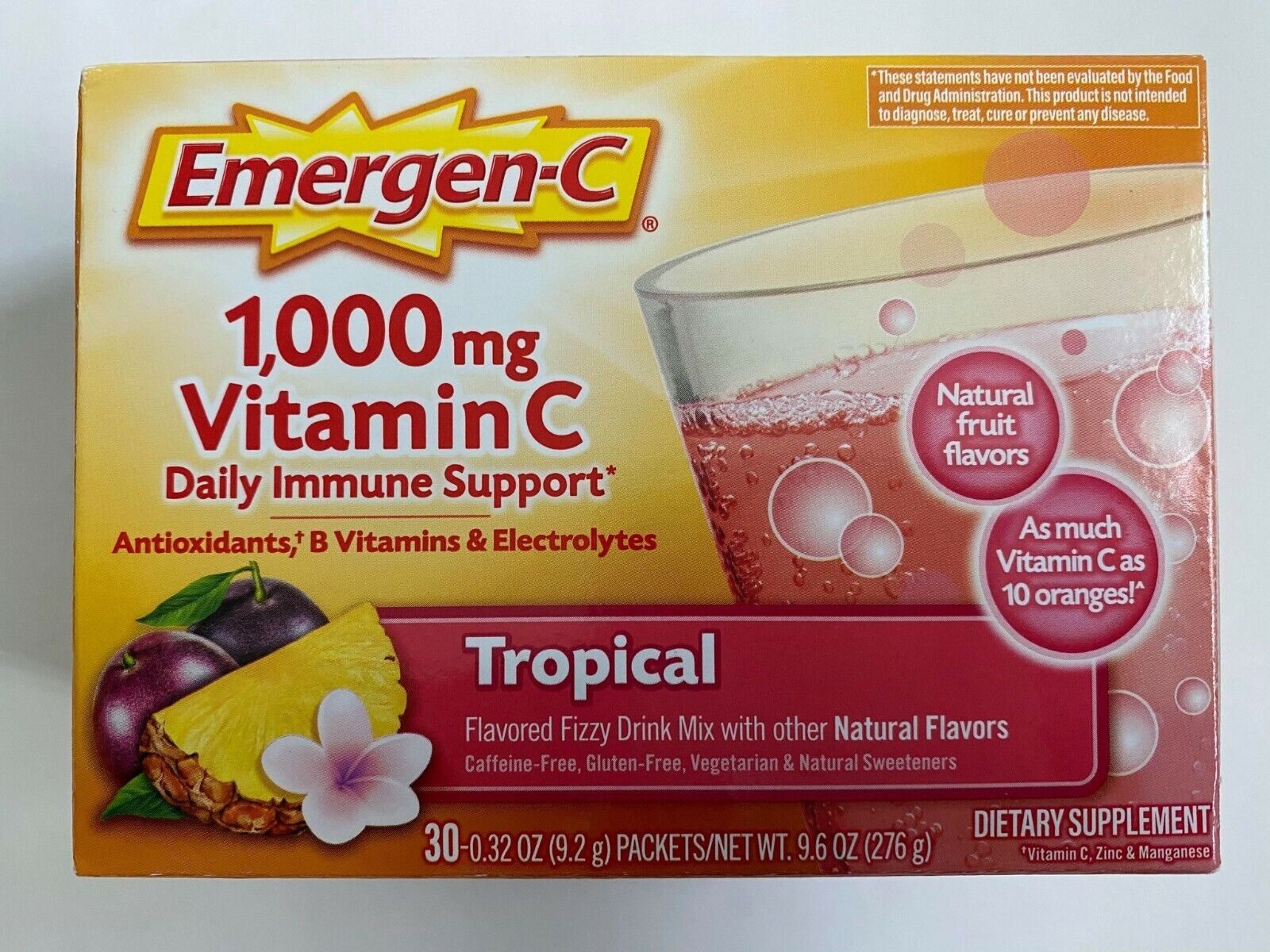 Emergen C Vitamin C Daily Immune Support 1000 mg ( 30 packets ) Tropical flavor