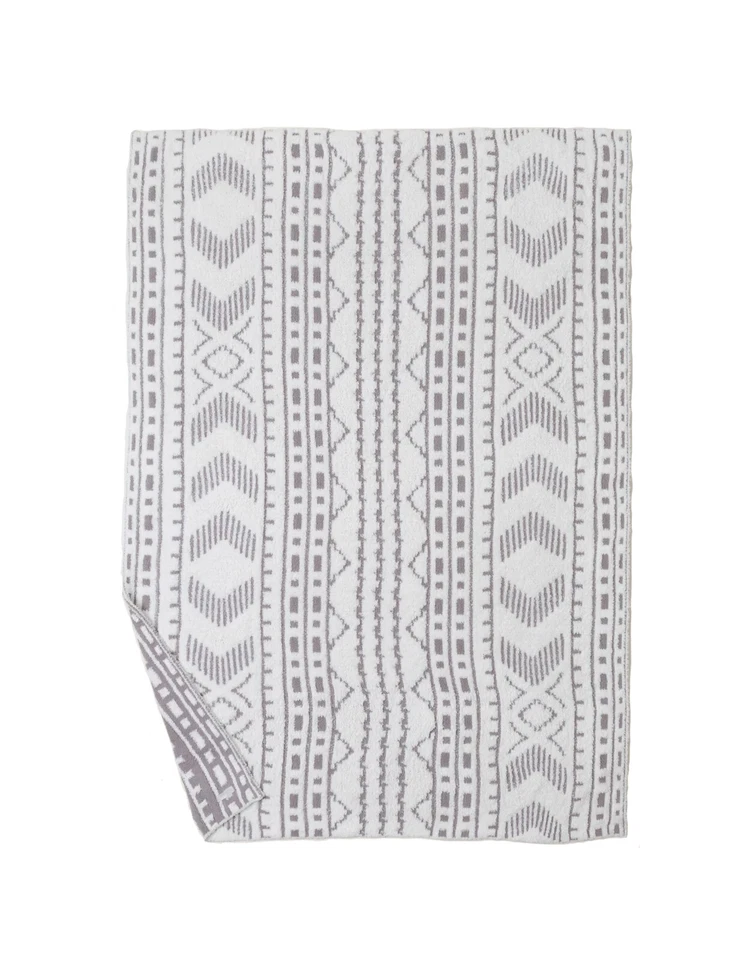 Barefoot Dreams CozyChic Artisan Throw 54"X72" | Color: Cream-Beach Rock - Image 3 of 4